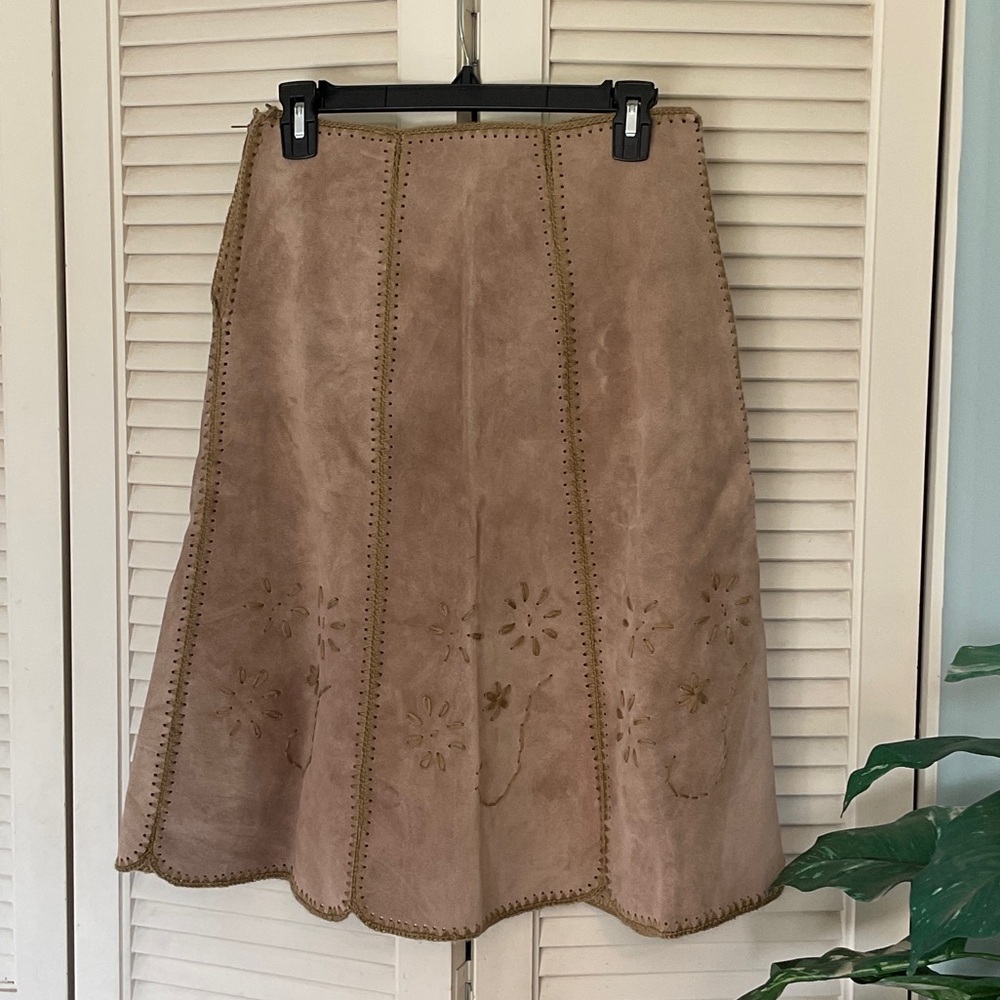 Woman’s Vintage Western A-line Tan Suede Skirt